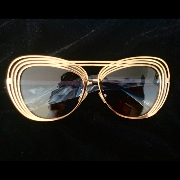 Gradient blue gold layered cat eye sunglasses - Picture 3 of 4
